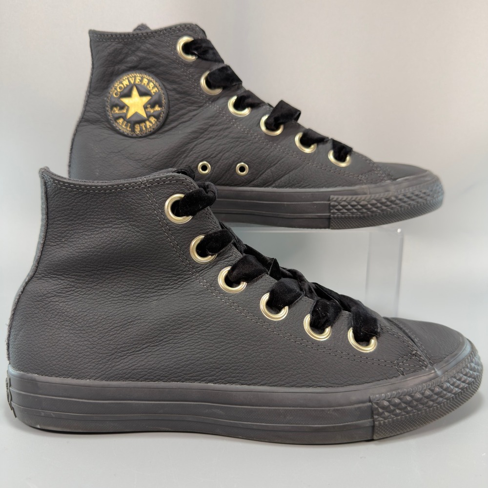 Converse Chuck Taylor All Star Big Eyelet Womens 9 Black Leather Fat Velvet Lace